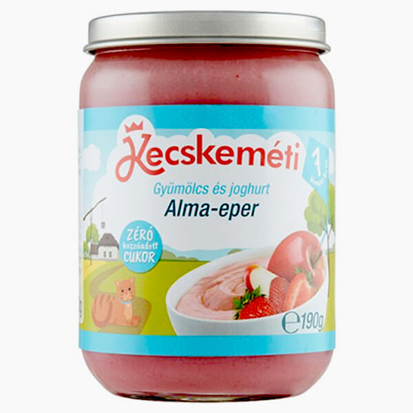 Kecskeméti Bio Gyümölcsök és joghurt Alma-eper bébidesszert 190 g 7 hó+