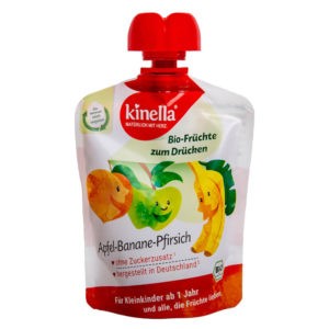 Kinella Bio 100% gyümölcs alma-banán-őszibarack püré 12 hó+ 90 g