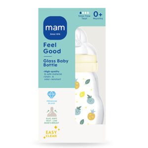 MAM Feel Good Cumisüveg Pérmium üvegből 170 ml 0 hó+ (sárga) 2025