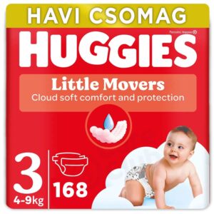Huggies Little Movers Nadrágpelenka 3-as méret (4-9 kg) 168 db – Havi csomag