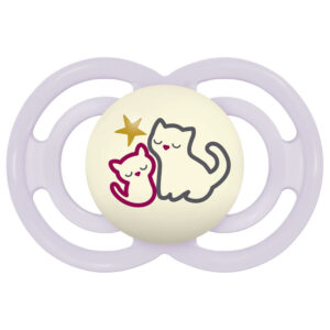 MAM Perfect Night Fogbarát világító szilikon cumi 16 hó+ (lila, cicák)