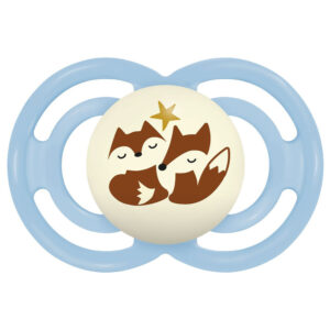 MAM Perfect Night Fogbarát világító szilikon cumi 16 hó+ (világoskék, rókák)