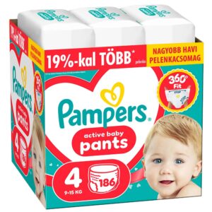 Pampers Active Baby Pants Bugyipelenka 4-es méret (9-15 kg) 186 db - Havi pelenkacsomag
