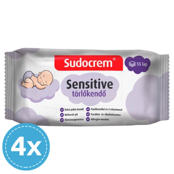 Sudocrem Sensitive Nedves törlőkendő 4x 55 db (220 db)
