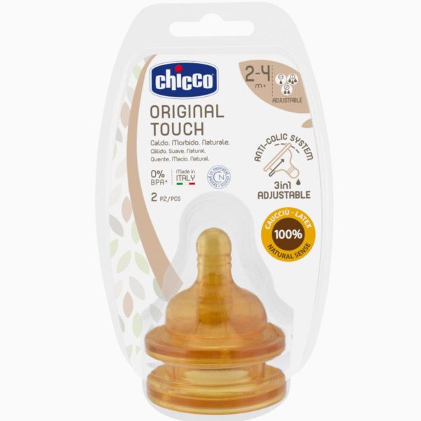Chicco Original Touch latex etetőcumi állítható átfolyású 2 hó+ (2db)