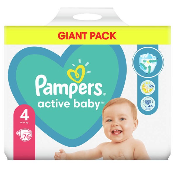 Pampers Active Baby Nadrágpelenka 4-es méret (9-14 kg) 76 db - Giant Pack