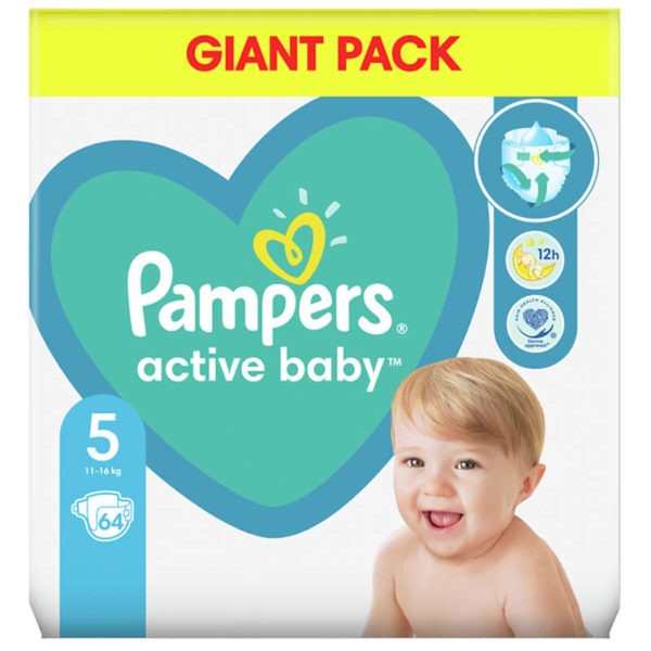 Pampers Active Baby Nadrágpelenka 5-ös méret (11-16 kg) 64 db - Giant Pack