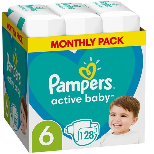Pampers Active Baby Nadrágpelenka 6-os méret (13-18 kg) 128 db - Havi pelenkacsomag