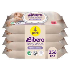 Libero Műanyag- és parfümmentes prémium törlőkendő repceolajjal 4x 64 db (256 db)