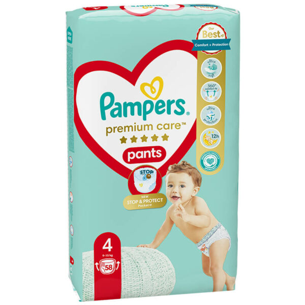 Pampers Premium Care Pants Bugyipelenka 4-es méret (9-15 kg) 58 db