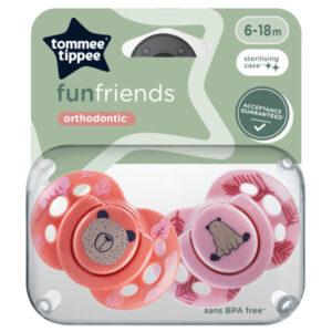 Tommee Tippee Fun Friends Játszócumi 6-18 hó 2 db (rózsaszín, lila)