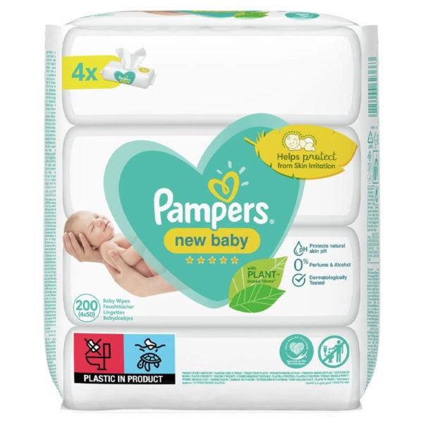 Pampers New Baby Nedves Törlőkendő 4x50 db (200 db)