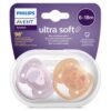 Philips Avent Ultra Soft Játszócumi 6-18 hó 2 db (barack virág, lila kutya) - SCF091/18 doboz