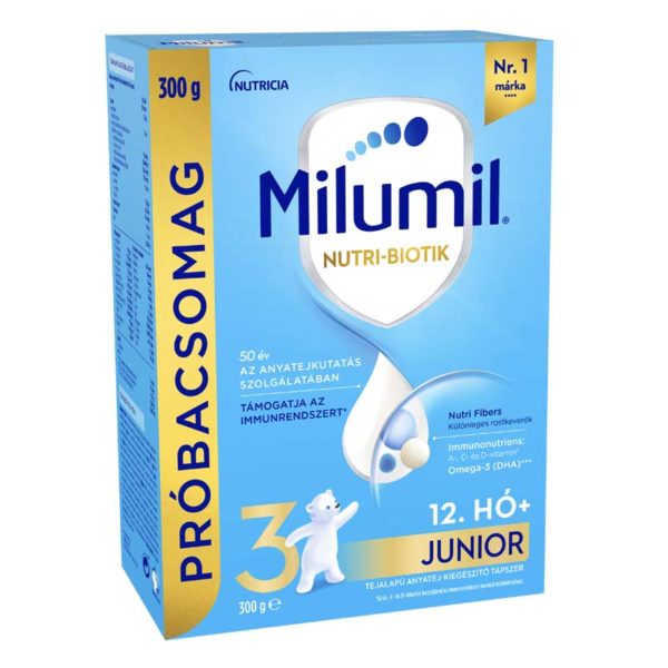 Milumil 3 Junior Tejalapú anyatej-kiegészítő tápszer 12. hónapos kortól 300 g – Próbacsomag