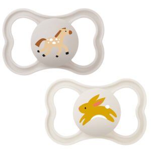 MAM Supreme Különösen bőrbarát szilikon cumi 16 hó+ 2 db (fehér nyuszi, szürke paci)