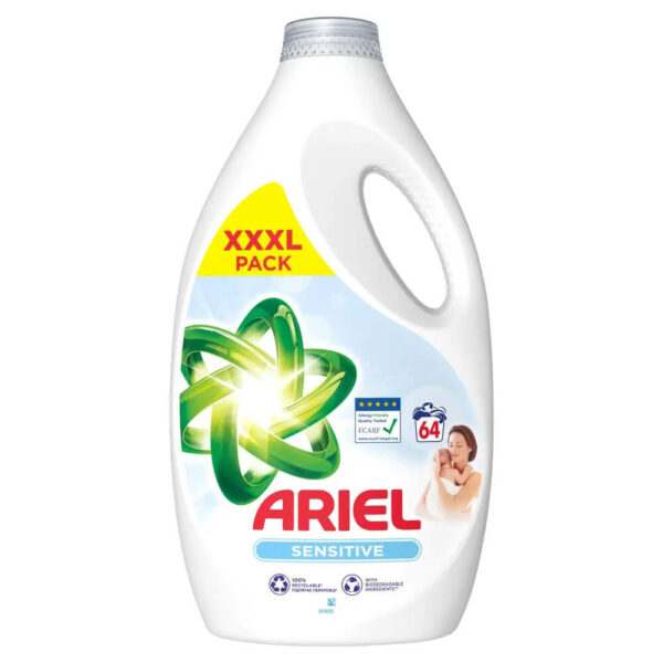 Ariel Sensitive Folyékony mosószer 3200 ml 64 mosás - XXXL Pack