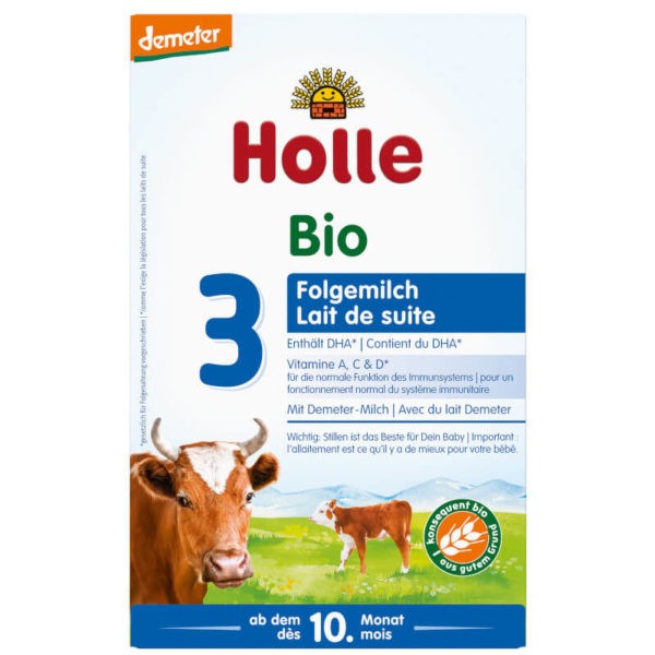 Holle 3 Bio-Demeter Tejalapú anyatej-kiegészítő tápszer 600 g 10 hó+