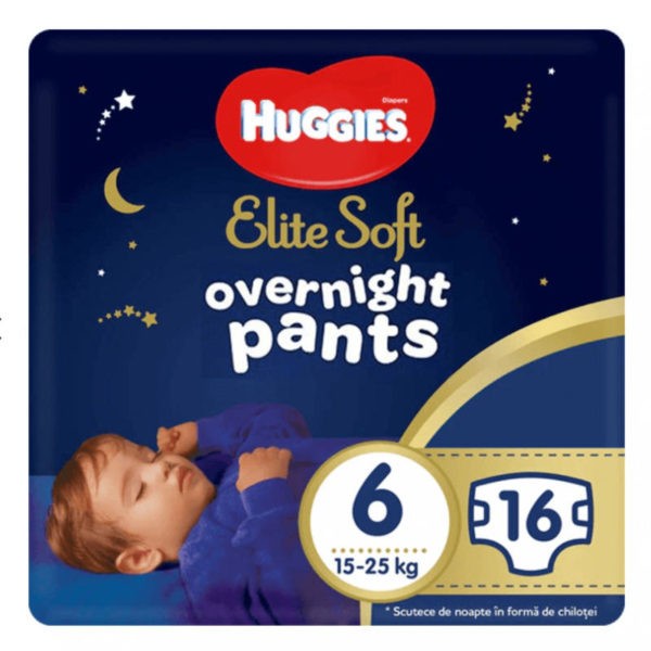 Huggies Elite Soft Overnight Pants Éjszakai bugyipelenka 6 -os méret (15-25 kg) 16 db
