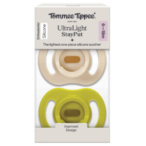 Tommee Tippee UltraLight Stay Put cumi sterilizáló tokkal 6-18 hó 2 db (bézs, zöld)