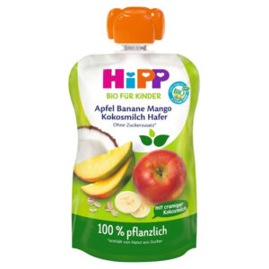 HiPP HiPPis Bio Alma-banán-mangó kókusztejjel és zabbal 100 g 12 hó+