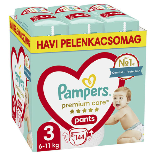 Pampers Premium Care Pants Bugyipelenka 3-as méret (6-11 kg) 144 db - Havi Pelenkacsomag