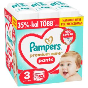 Pampers Premium Care Pants Bugyipelenka 3-as méret (6-11 kg) 152 db - Havi Pelenkacsomag+