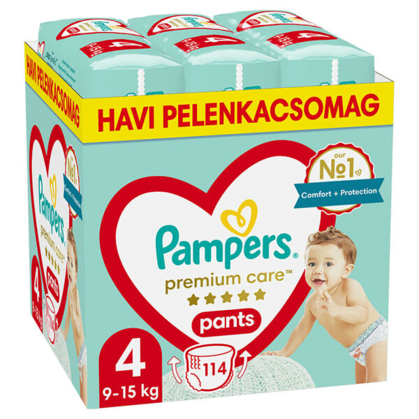 Pampers Premium Care Pants Bugyipelenka 4-es méret (9-15 kg) 114 db - Havi Pelenkacsomag
