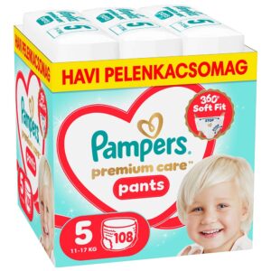 Pampers Premium Care Pants Bugyipelenka 5-ös méret (11-17 kg) 108 db - Havi Pelenkacsomag