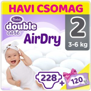 Violeta Double Care 2-es Nadrágpelenka (3-6 kg) 228 db +120 db törlőkendő