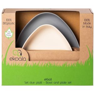 eKkolí –Gyermek tányérszett (2 db-os) Szürke-fehér környezetbarát