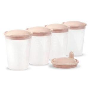 BabyOno Anyatejtároló készlet - 4 db 200 ml-es pohár kupakkal +1 db itatócsőr (1028)