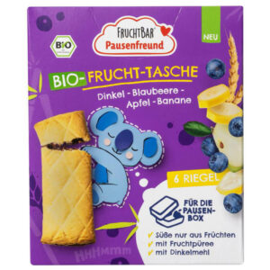 Fruchtbar Bio Gyümölcsös párna áfonyával, almával, banánnaé és tönköllyel 6x 22 g (132 g) 3 éves kortól