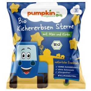 Pumpkin Organics Bio Csicseriborsó csillagok kukoricával és sütőtökkel 20 g 12 hó+