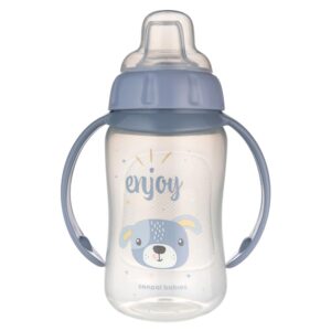 Canpol Babies Csöpögésmentes puha csőrű tanulópohár 320 ml 6 hó+ (kék kutya)