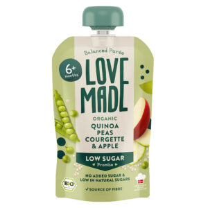 Lovemade Organic Low Sugar - Cukkini zöldborsó quinoa alma 6 hó+ 100 g