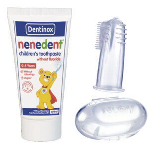 Nenedent Baby Fluoridmentes fogkrém 50 ml + Nuby fog- és ínytisztító védőtokkal