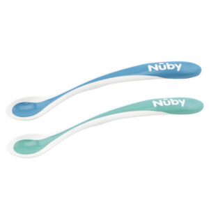 Nuby Hot Safe - Hőérzékelős puha etetőkanál szett 3 hó+ 2 db - (zöld-kék)