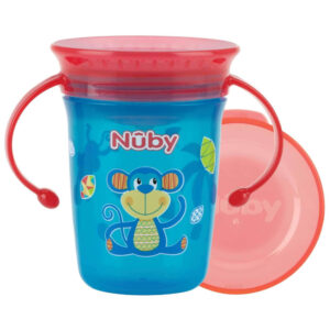 Nuby Wonder Cup 360 Tanulópohár 240 ml 6 hó+ (kék - majom)