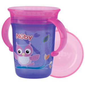 Nuby Wonder Cup 360 Tanulópohár 240 ml 6 hó+ (lila - bagoly)
