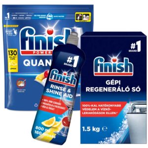 Finish Quantum All in 1 Lemon Family Pack - mosogatógép kapszula, öblítő és só 2026