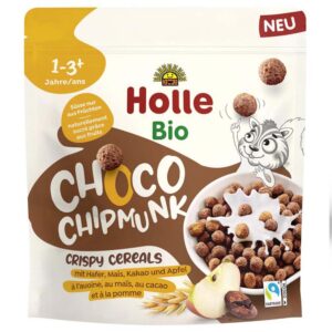 Holle Bio Choco Chipmunk - Kakaós gabonagolyók zabbal kukoricával és almával 125 g 12 hó+