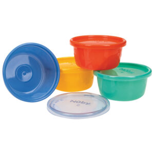 Nuby Snack- és ételtároló tálkák fedővel 240 ml 3 hó+ (4 db)