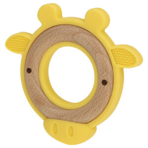Nuby Rágóka szilikonból és fából 3 hó+ (zsiráf)