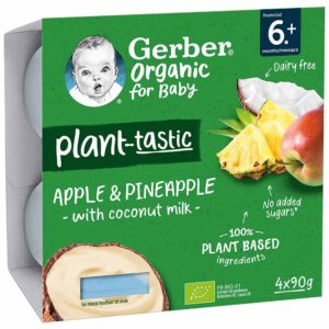 Gerber Organic Kókusztej alapú alma-ananász bébidesszert 4x 90g 6 hó+