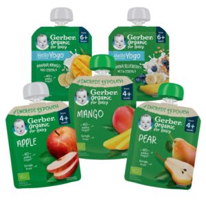 Gerber Organic Tasakos püré csomagajánlat 4_6 ho (5x80g)