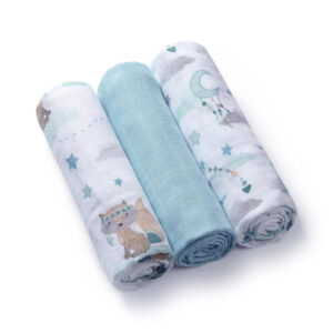 BabyOno bambusz muszlin kendő (kék, csillagok) 3 db