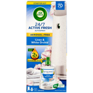 Air Wick Active Fresh Automata légfrissítő készülék utántöltővel 228 ml (len és fehér orchidea)