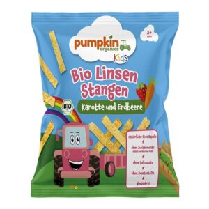 Pumpkin Organics Kids Bio Lencse pálcikák - eper répa 30 g 3 év