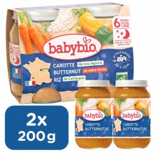 BabyBio Esti menü - Sárgarépás rizs sütőtökkel 2x 200 g 6 hó+