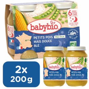 BabyBio Esti menü – Zöldborsós rizs édeskukoricával 2x 200 g 6 hó+